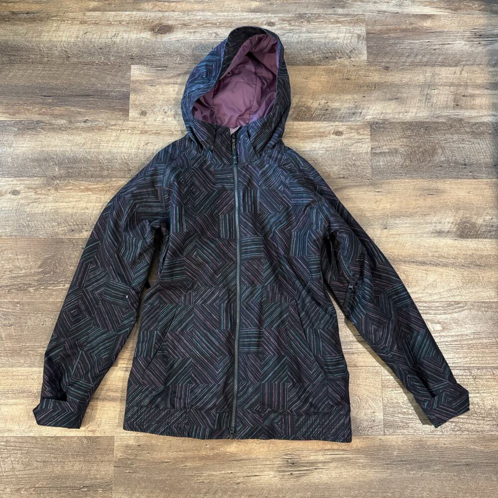 Burton Womens M White Collection Dryride Ski Jacket Parka Coat Geometric FLAWS